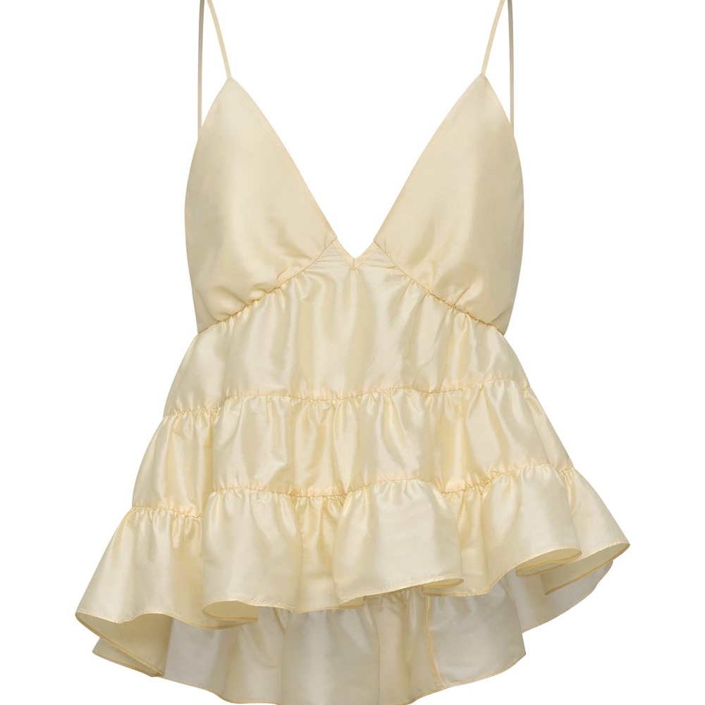 Azeeza Viola Taffeta Top in Ivory